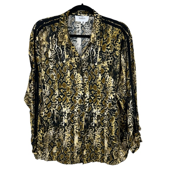 ba&sh Susie Snake Print Button Down Blouse Size Large - Picture 2 of 6